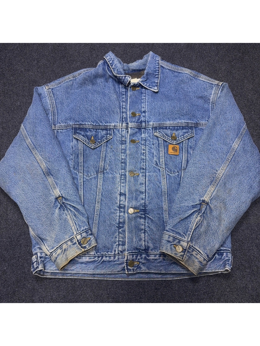 Carhartt Men's Denim Jacket Size L Blue Workwear Utility